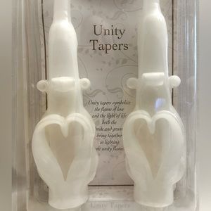 NWT Lillian Rose ELEGANT Scroll Heart Tapers WHITE